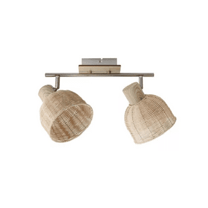 Genérico - Barra Sobrepuesto 2 Luces E27 Fibra Natural Color Café