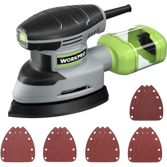 WORKPRO Lijadora Eléctrica de Detalle con Bolsa para Polvo para Carpintería
