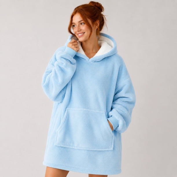 Poleron Felpa Con Capucha Manta Polar Bata Frazada Invierno