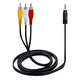 thumbnail image 1 of Cable auxiliar de audio/vídeo de 3,5 mm a 3 RCA compuesto, cable universal de PVC negro, 1,8 m (6 pies), 1 of 1