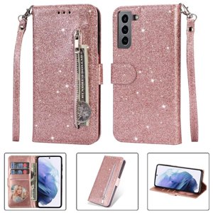 Funda Para Foxdock Elegante Funda Samsung Galaxy S21 5G Glitter Con Cremallera-Ideal Para El Uso Diario