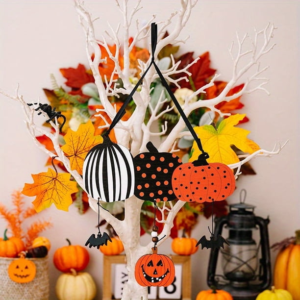 1pc, Handcrafted Wooden Pumpkin Pendant for Halloween Decorations - Perfect for Outdoor and Indoor Hanging - Unique Children's Gift