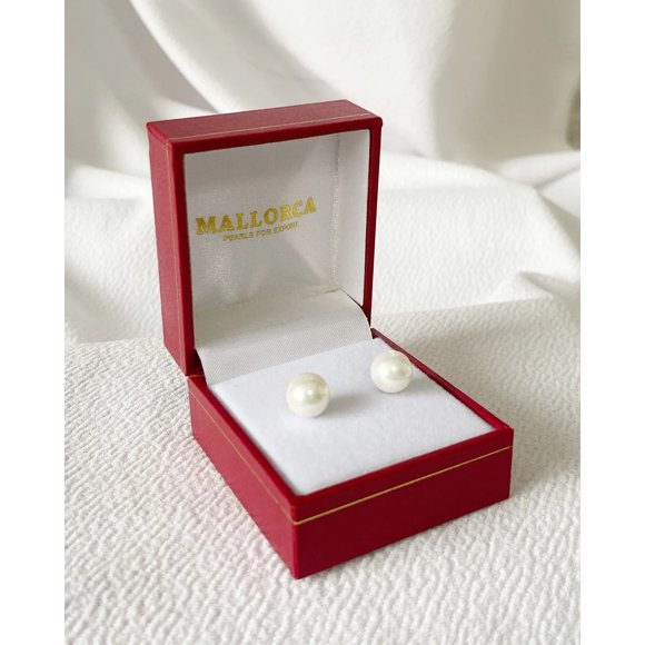 Aros De Perla Blanca 8mm Mallorca Con Base De Plata 925