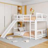 M&Ms - Twin Over Twin Bunk Bed With Slide And Ladder, White (Old Sku Lt000108Aak)