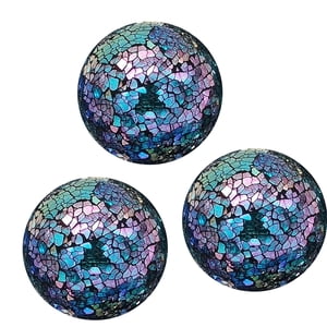 Bothyi - 3 Bolas De Mosaico De Vidrio, Bandejas, Cuencos, Jarrones Para Sala De Estar, Orbes Decorativos Para Bodas, Color Turquesa
