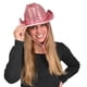 thumbnail image 2 of Sombrero vaquero Beistle con lentejuelas rosas para adultos - 58 cm de circunferencia, 2 of 4