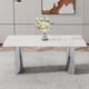 thumbnail image 2 of Modern minimalist dining table. The white imitation marble glass desktop is equipped with silver metal legs. Suitable for restaurants and living rooms 71" *39.3" *29.5" DT-69.W1151S00386, 2 of 3