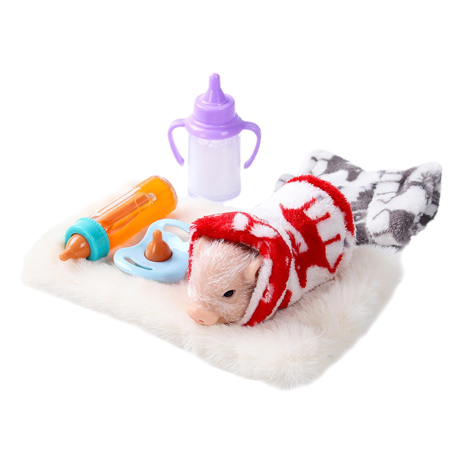 Magideal - Muñeco De Cerdito De Silicona, Lindo Animal, Accesorios De Fotografía, Muñeco De Cerdito Bebé, Muñeco De Cerdito Renacido Para Niños Y Niñas, Rellenos Juego De 2 Botellas De Ropa.