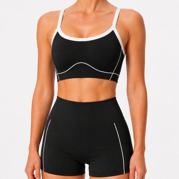 Conjunto Deportivo Calza + Peto Deportivo Spandex Elástico Tallas S-M-L Negro