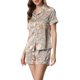 thumbnail image 4 of INSPIRE CHIC Conjunto de Pijama de Mujer con Estampado de Manga Corta, Suave con Botones y Cuello con Muesca, Conjunto de Pantalones Cortos para Dormir para Primavera Verano Talla Extra Grande Gris, 4 of 6