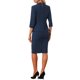 thumbnail image 3 of INSPIRE CHIC Conjunto de Traje de 2 Piezas para Mujer Conjunto de Atuendo de Maestra para Regreso a Clases Blazer sin Cuello de Manga 3/4 Falda Lápiz de Cintura Alta Atuendos de Trabajo Azul Marino L, 3 of 6