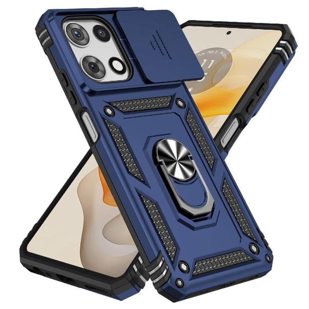 Funda Resistente Anillo Soporte Motorola Moto G 5G 2025 Privacidad Cámara Montaje Magnético Azul