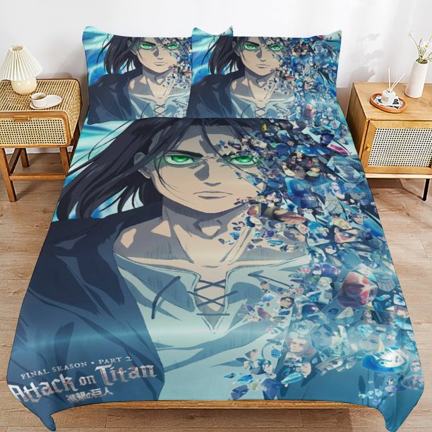 Attack-on-Titan Attack-on-Titan Bedding Set Sheet Set for Kids Adults,All Season Lightweight