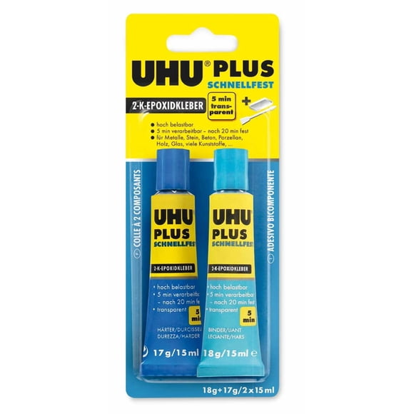 UHU Plus Quick Secure 45700 Pegamento Epóxico de 2 Componentes 2 x 15 ml