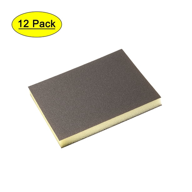 Uxcell Bloque de Lijado de Grano Medio 220 Grit Tamaño 4.72" x 3.86" x 0.47" Esponja de Lijado Paquete de 12