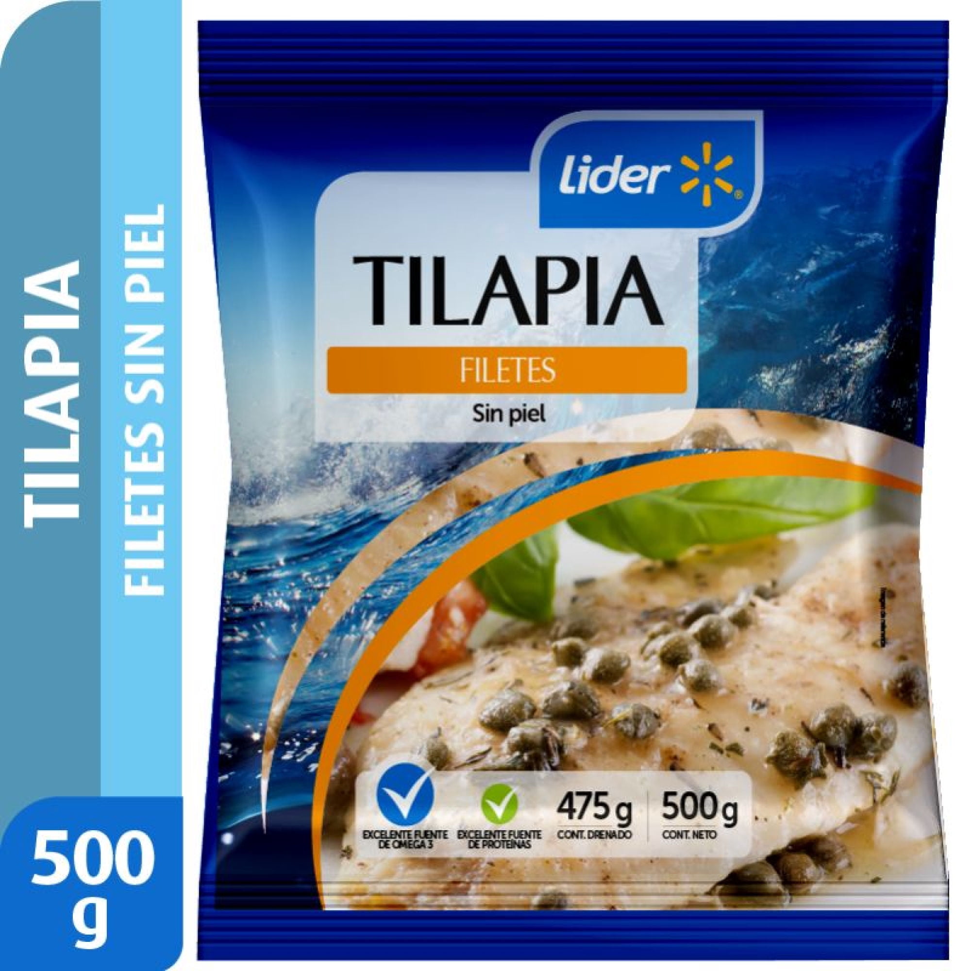 Tilapia Filete Sin Piel 500 g Lider