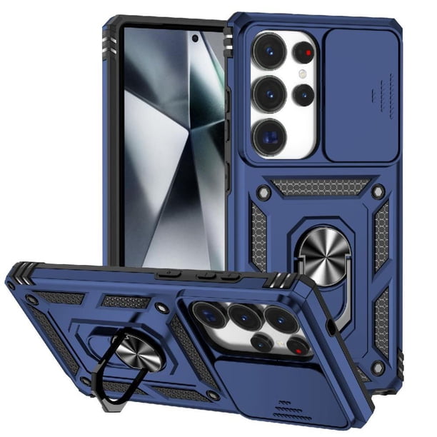 Funda Resistente Anillo Soporte Samsung Galaxy S25 Ultra Privacidad Cámara Montaje Magnético Azul