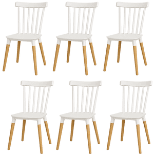 Moboi - Pack 6 Sillas Windsor Para Comedor O Terraza Blancas