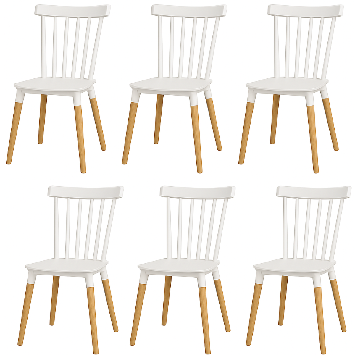 Moboi - Pack 6 Sillas Windsor Para Comedor O Terraza Blancas