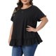 thumbnail image 4 of Agnes Orinda Camisetas de Mujer Tallas Grandes para el Día de San Patricio en la Escuela o Universidad, Dobladillo en Capas, Cuello Redondo, Manga Corta, Blusa Casual de Verano Flowy 4X Negro, 4 of 6