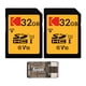 thumbnail image 1 of Paquete de 2 tarjetas de memoria Kodak SDHC UHS-I de 32 GB, clase 10, 1 of 4