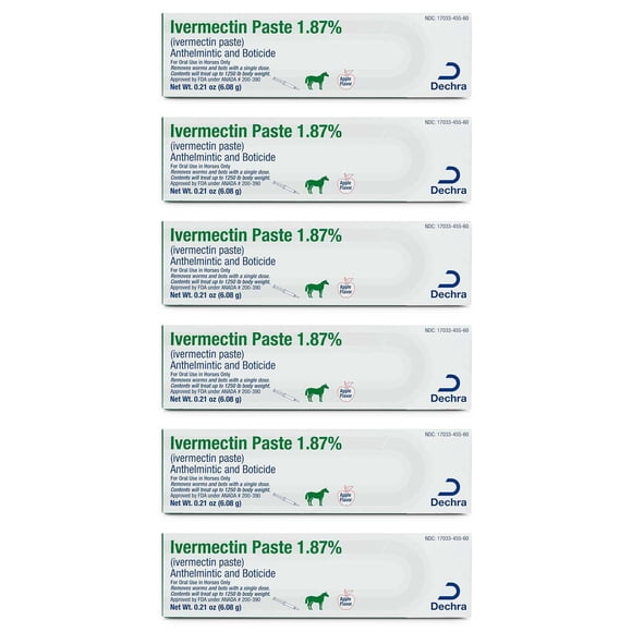 Pasta de ivermectina Jeffers Horse Wormer, 1,87%, 6 unidades