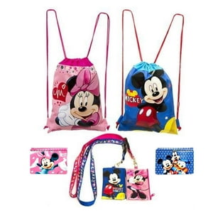 Set De Mochilas Disney Mickey Y Minnie Mouse Con Cordones