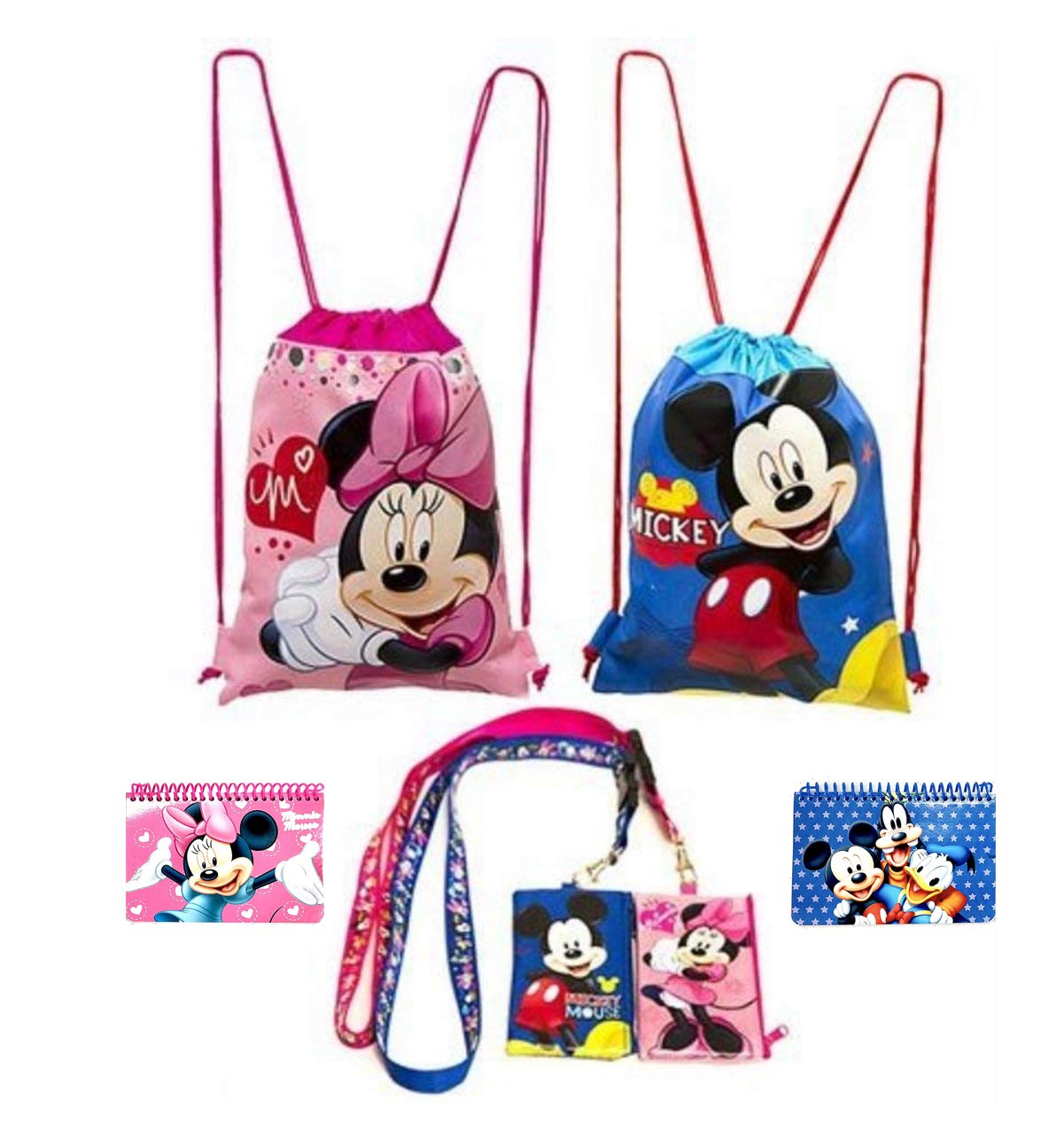 Set De Mochilas Disney Mickey Y Minnie Mouse Con Cordones