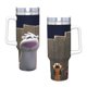 thumbnail image 4 of 2 Perros Estúpidos Vaso aislado de acero inoxidable con asa, diseño temático, regalo para familia, amigos y fans; incluye pajita y encaja en el portavasos estándar, 40 oz, 4 of 6