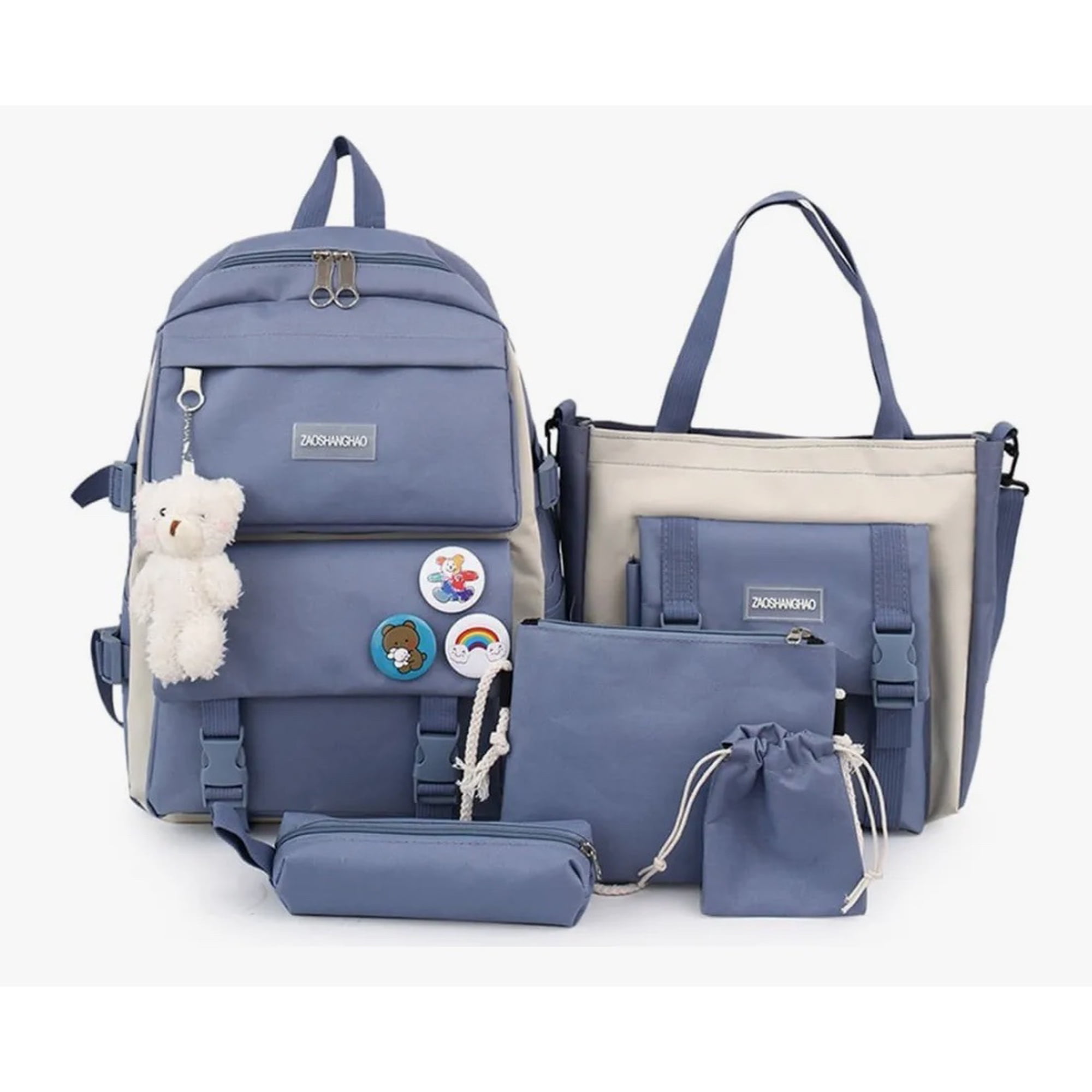 Riqui - Mochila Escolar 5 Piezas Kit Azul