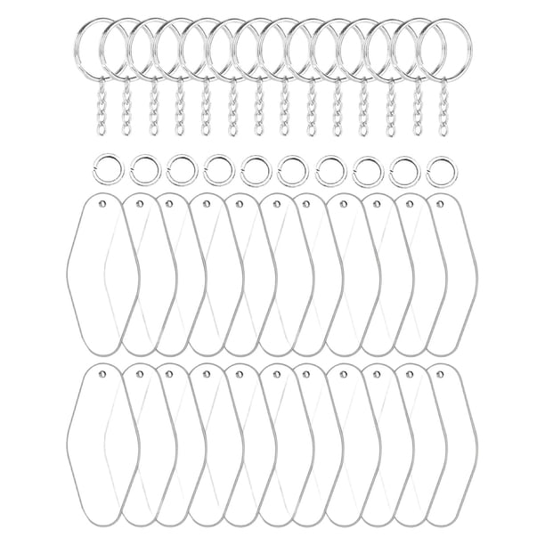 30 Piezas de Llavero de Acrílico Espacios en Suministros Colgantes Etiqueta Orificio Adorno de para DIY , redondeado Rombo redondeado
