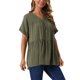 thumbnail image 4 of INSPIRE CHIC Blusas de Verano para Mujer Babydoll Casual Cuello en V Suelto Camiseta Manga Corta Peplum Blusa Túnicas XL Verde Militar, 4 of 6