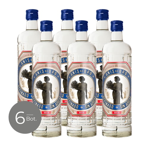 Pack X 6 Licor De Anis De Oro Seco Mitjans 750 Cc
