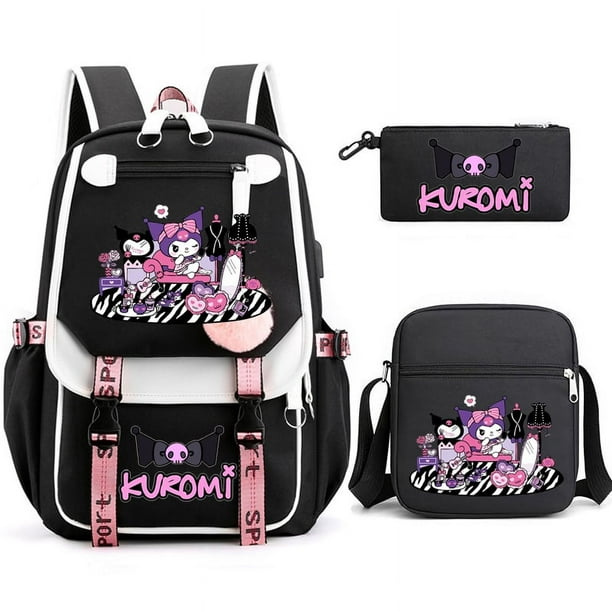 3pcs Kuromi Backpacks Patchwork Capacity Women Men Travel Mochilas With Shoulder Bags Ins Laptop Teens School Bags