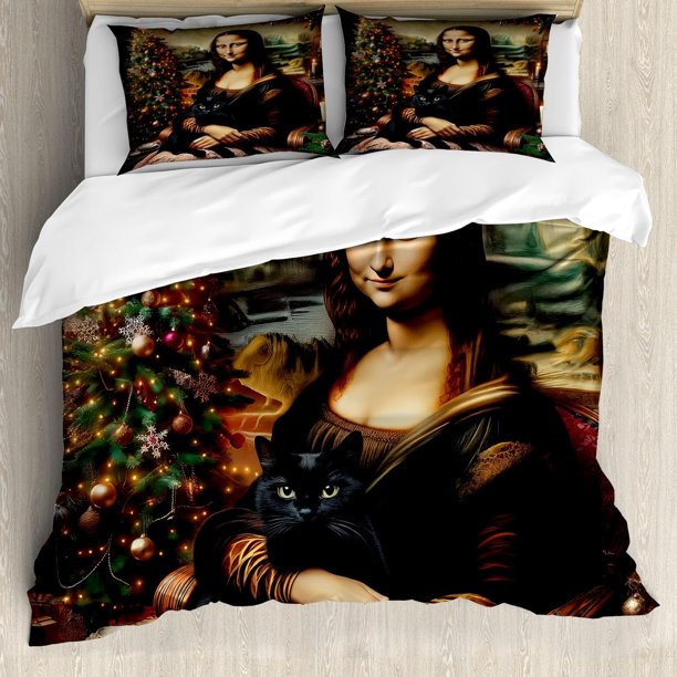 Lunarable Snowflake Duvet Cover Set Winter Theme Christmas Illustration Cold Weather Season Inspired Celebration Decorative