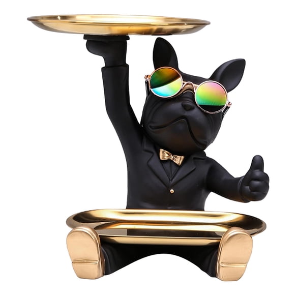 Chic Bulldog Escultura Estatua De Perro Titular De La Llave Para La Decoración Del Hogar De La Sala De Estar Negro