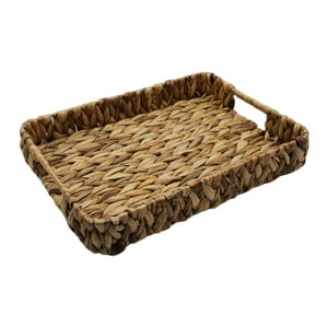Fliperex - Bandeja Rustica Fibra Natural Rectangular Bandeja Multiuso L Cafe Tamano Unico