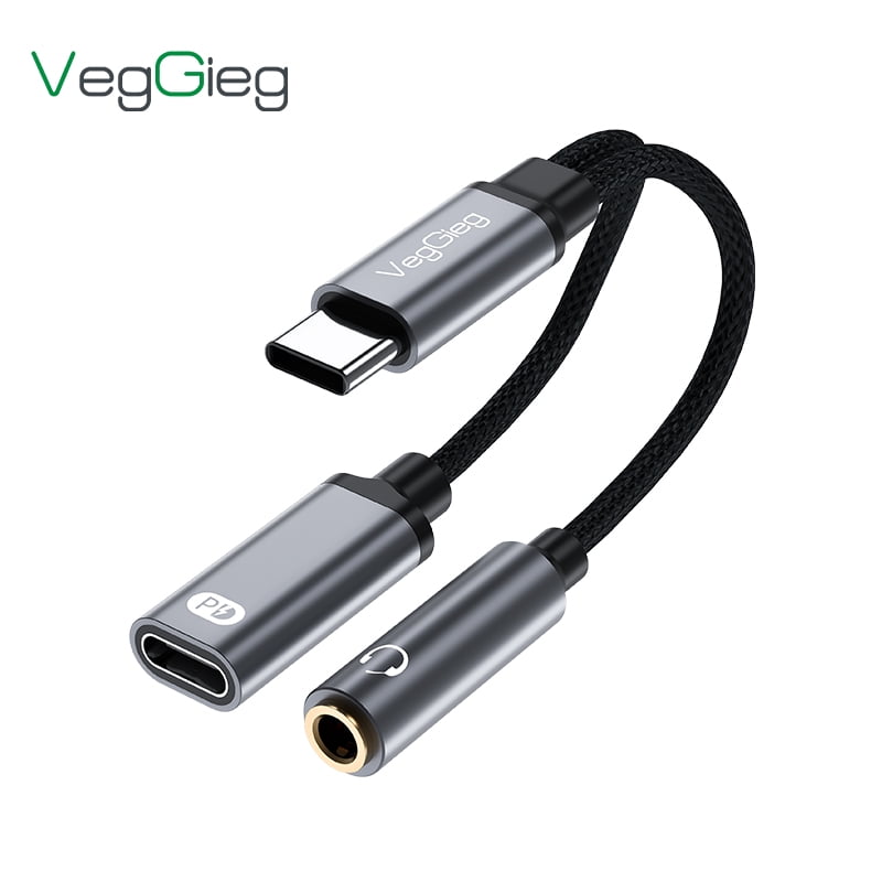 Adaptador Split Audífonos Y Carga Tipo-c A Jack 3.5 Veggieg
