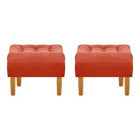 Bodevir - Set Pouf Wood 1C Felpa 04 Naranjo