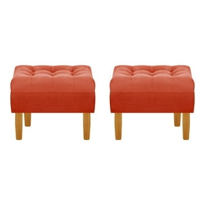 Bodevir - Set Pouf Wood 1C Felpa 04 Naranjo