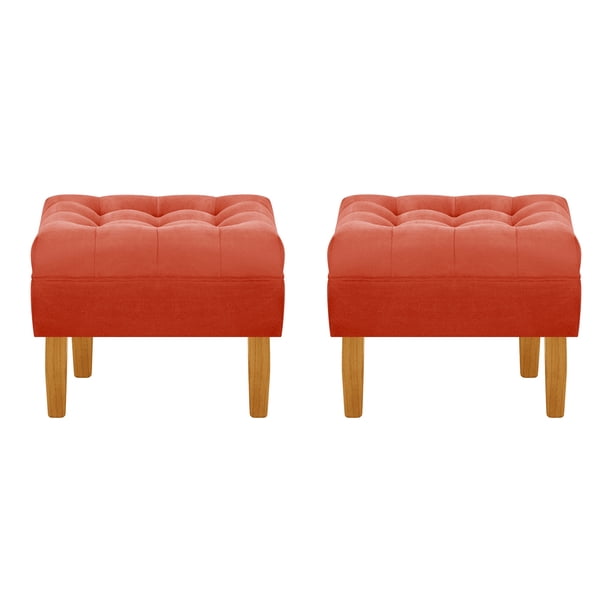 Set Pouf Wood 1c Felpa 04 Naranjo