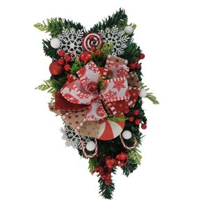 Magideal - Lágrima De Botín De Navidad De Invierno, Colgante De Puerta Artificial, Corona De Puerta De Navidad Para Decoración De Fiesta De Navidad