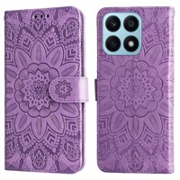 Funda Tipo Cartera Foxdock Para Honor X8A , Diseño Girasol En Relieve, Cuero Pu, Cierre Magnético, Soporte Y Tarjetero