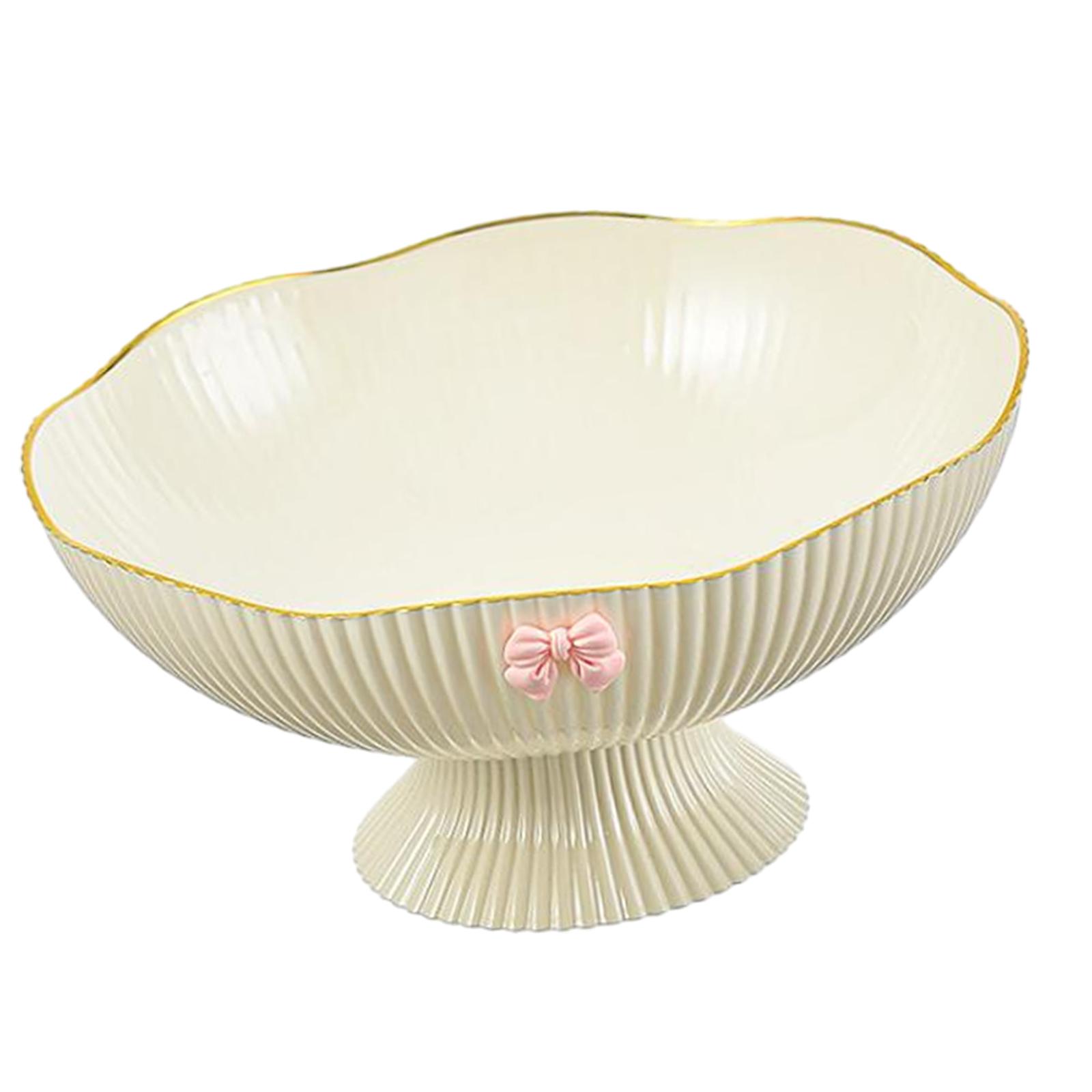 Magideal - Cuenco Decorativo Con Pedestal, Frutero, Soporte Para Frutas Y Verduras, Soporte Redondo Para Frutas, Cesta De Frutas Para El Hogar, Mesa De Comedor Blanco