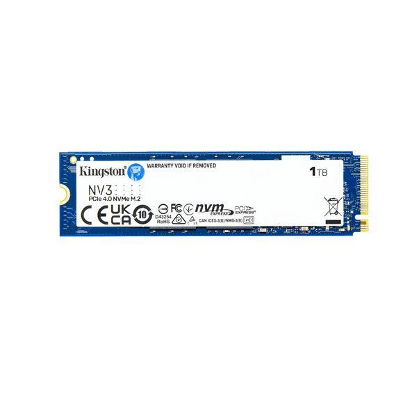Unidad SSD Kingston NV3, 1TB, M.2 2280, NVMePCIe 4.0 x4, Lectura 6000MB/s Escritura 4000MB/s