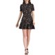 thumbnail image 2 of INSPIRE CHIC Vestido con Volantes para Mujer Verano Chifón Cuello con Lazo Manga Corta Abullonada Vestido Estampado Floral L Negro-Blanco, 2 of 7