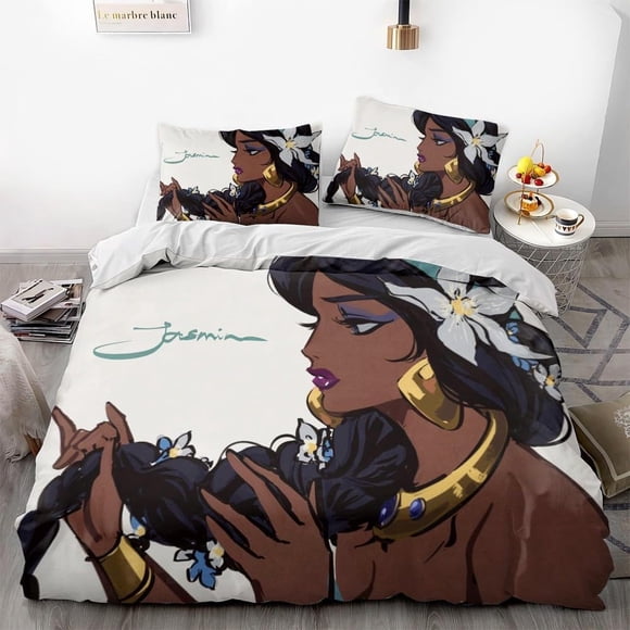 Magic-Lamp-Jasmine Princess Duvet Cover Soft 3D Printed Bedding Set with Comforter Cover