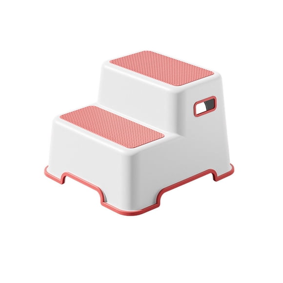 Taburete escalonado para niños pequeños, taburete para ir al baño, taburete escalonado, estructura Trapezoidal versátil y duradera, taburete de baño a Rojo
