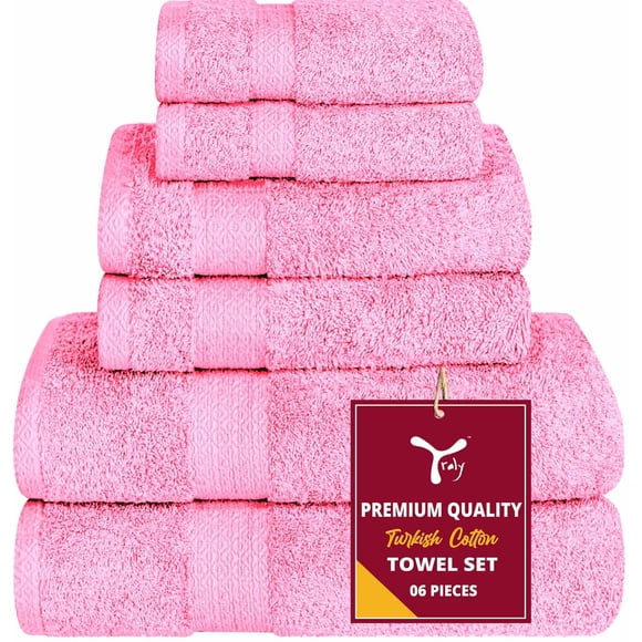 Juego de Toallas YRALY 6 piezas 100% Algodón Turco Rosa