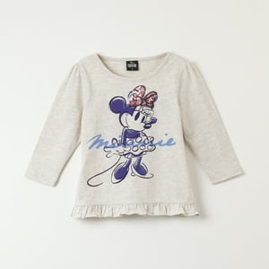 Polera Manga Larga Niña Minnie Smile Gris Disney